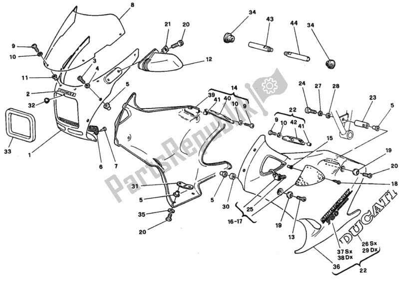 All parts for the Dm 009457> Fairing of the Ducati Supersport 750 SS 1996